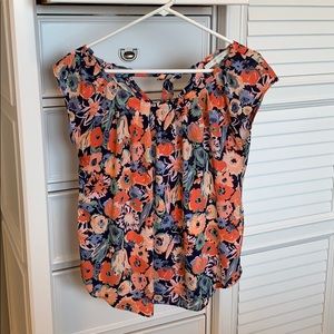 LC Lauren Conrad Short Sleeve Floral Blouse